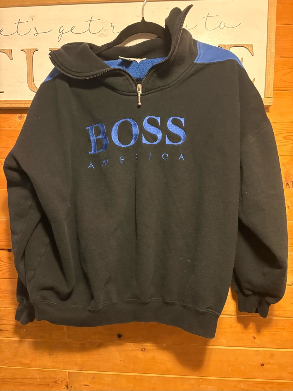 Boss Black & Blue Fleece-Lined Half-Zip Sweatshirt